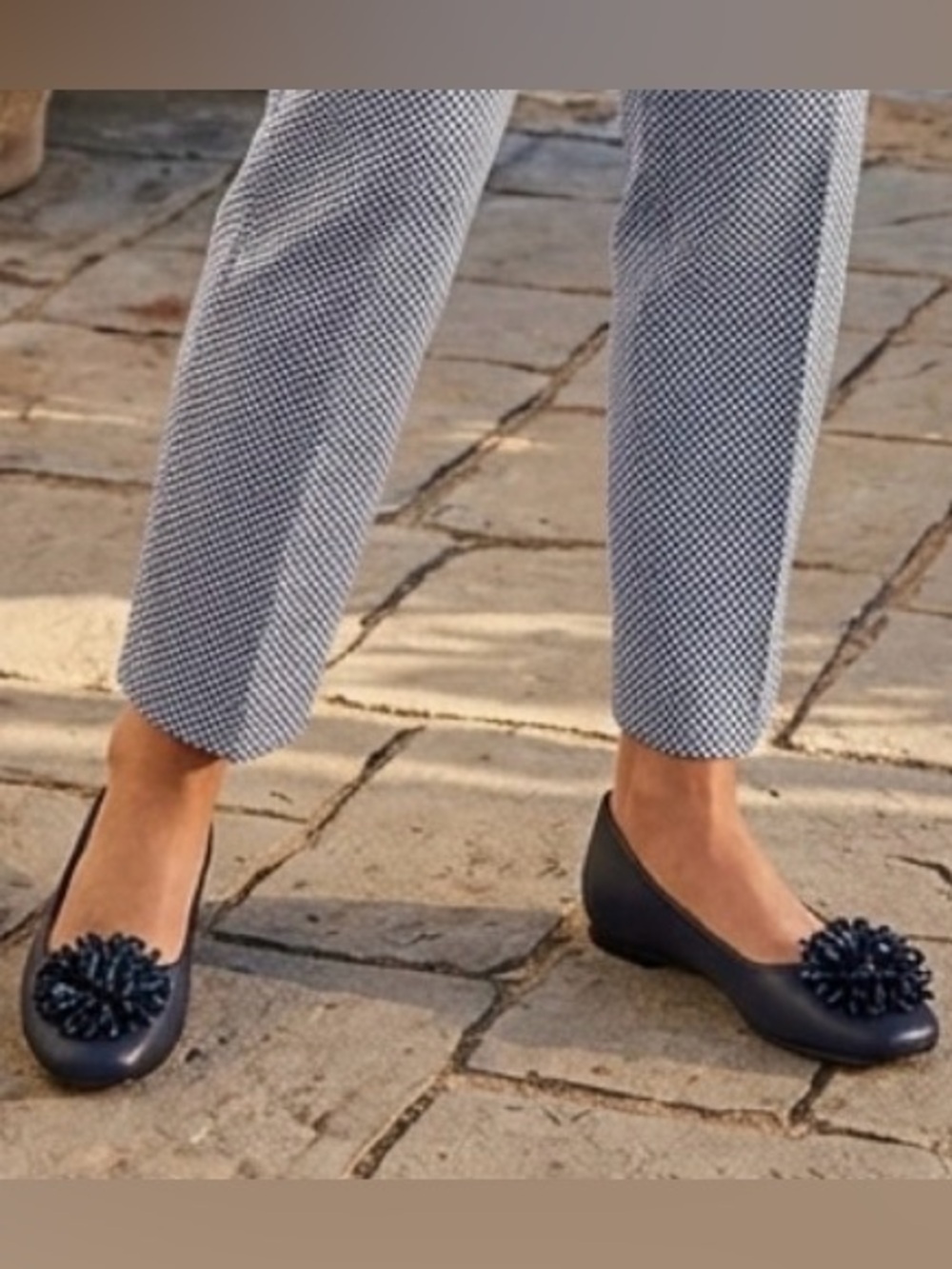 NWT Talbots Dark Blue Flats with Decorative Flower